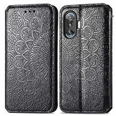 Leather Case Stands Fashionable Pattern Flip Cover Holder S01D for Xiaomi Poco F4 GT 5G Black