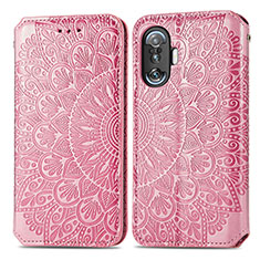 Leather Case Stands Fashionable Pattern Flip Cover Holder S01D for Xiaomi Poco F4 GT 5G Rose Gold