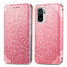 Leather Case Stands Fashionable Pattern Flip Cover Holder S01D for Xiaomi Poco M5S Rose Gold