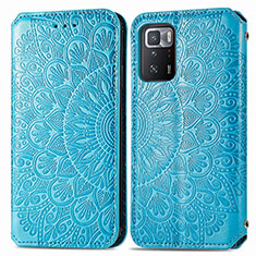 Leather Case Stands Fashionable Pattern Flip Cover Holder S01D for Xiaomi Poco X3 GT 5G Blue