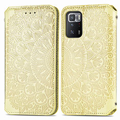 Leather Case Stands Fashionable Pattern Flip Cover Holder S01D for Xiaomi Poco X3 GT 5G Gold