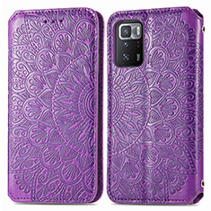 Leather Case Stands Fashionable Pattern Flip Cover Holder S01D for Xiaomi Poco X3 GT 5G Purple