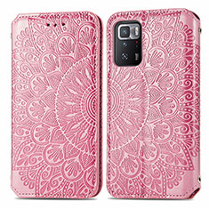 Leather Case Stands Fashionable Pattern Flip Cover Holder S01D for Xiaomi Poco X3 GT 5G Rose Gold