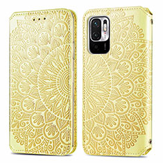 Leather Case Stands Fashionable Pattern Flip Cover Holder S01D for Xiaomi Redmi Note 11 SE 5G Gold
