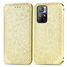 Leather Case Stands Fashionable Pattern Flip Cover Holder S01D for Xiaomi Redmi Note 11S 5G Gold