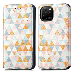 Leather Case Stands Fashionable Pattern Flip Cover Holder S02D for Huawei Enjoy 50z White
