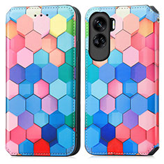 Leather Case Stands Fashionable Pattern Flip Cover Holder S02D for Huawei Honor 90 Lite 5G Colorful