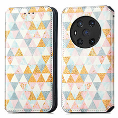 Leather Case Stands Fashionable Pattern Flip Cover Holder S02D for Huawei Honor Magic3 5G White