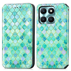 Leather Case Stands Fashionable Pattern Flip Cover Holder S02D for Huawei Honor X6a Green