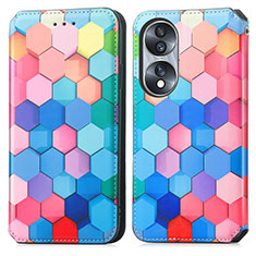 Leather Case Stands Fashionable Pattern Flip Cover Holder S02D for Huawei Honor X7b Colorful