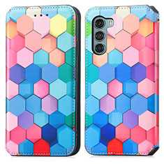 Leather Case Stands Fashionable Pattern Flip Cover Holder S02D for Motorola Moto Edge S30 5G Colorful