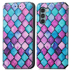 Leather Case Stands Fashionable Pattern Flip Cover Holder S02D for Motorola Moto Edge S30 5G Purple