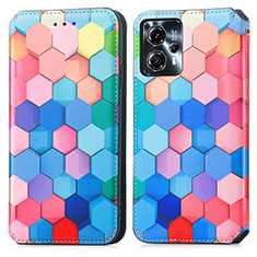 Leather Case Stands Fashionable Pattern Flip Cover Holder S02D for Motorola Moto G23 Colorful