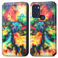 Leather Case Stands Fashionable Pattern Flip Cover Holder S02D for Motorola Moto G60s Mixed