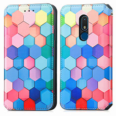 Leather Case Stands Fashionable Pattern Flip Cover Holder S02D for Nokia C3 Colorful