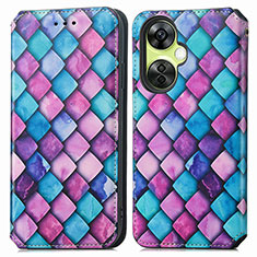 Leather Case Stands Fashionable Pattern Flip Cover Holder S02D for OnePlus Nord N30 5G Purple