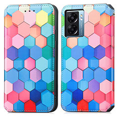 Leather Case Stands Fashionable Pattern Flip Cover Holder S02D for OnePlus Nord N300 5G Colorful