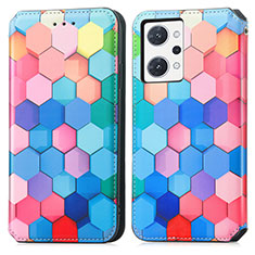Leather Case Stands Fashionable Pattern Flip Cover Holder S02D for Oppo Reno7 A Colorful