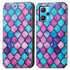 Leather Case Stands Fashionable Pattern Flip Cover Holder S02D for Realme 9 Pro+ Plus 5G Purple