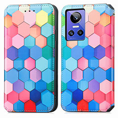Leather Case Stands Fashionable Pattern Flip Cover Holder S02D for Realme GT Neo3 5G Colorful