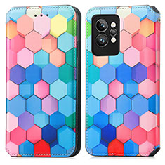 Leather Case Stands Fashionable Pattern Flip Cover Holder S02D for Realme GT2 Pro 5G Colorful