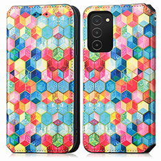 Leather Case Stands Fashionable Pattern Flip Cover Holder S02D for Samsung Galaxy A02s Mixed