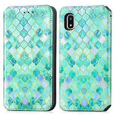 Leather Case Stands Fashionable Pattern Flip Cover Holder S02D for Samsung Galaxy A20 SC-02M SCV46 Green