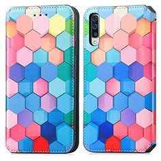 Leather Case Stands Fashionable Pattern Flip Cover Holder S02D for Samsung Galaxy A30S Colorful