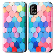 Leather Case Stands Fashionable Pattern Flip Cover Holder S02D for Samsung Galaxy A51 4G Colorful