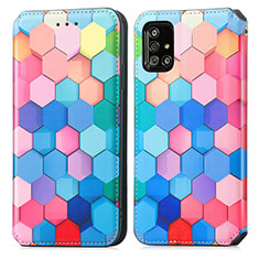 Leather Case Stands Fashionable Pattern Flip Cover Holder S02D for Samsung Galaxy A71 5G Colorful