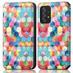 Leather Case Stands Fashionable Pattern Flip Cover Holder S02D for Samsung Galaxy A72 5G Mixed