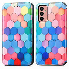 Leather Case Stands Fashionable Pattern Flip Cover Holder S02D for Samsung Galaxy F13 4G Colorful