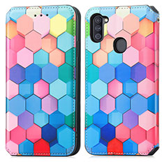 Leather Case Stands Fashionable Pattern Flip Cover Holder S02D for Samsung Galaxy M11 Colorful