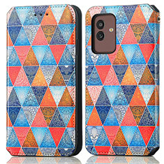 Leather Case Stands Fashionable Pattern Flip Cover Holder S02D for Samsung Galaxy M13 5G Brown