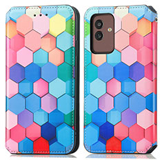 Leather Case Stands Fashionable Pattern Flip Cover Holder S02D for Samsung Galaxy M13 5G Colorful