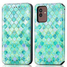 Leather Case Stands Fashionable Pattern Flip Cover Holder S02D for Samsung Galaxy M13 5G Green