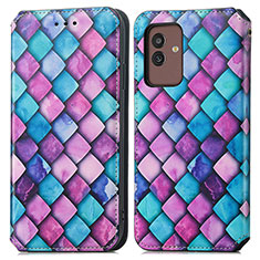 Leather Case Stands Fashionable Pattern Flip Cover Holder S02D for Samsung Galaxy M13 5G Purple