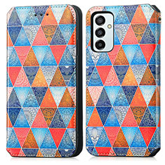 Leather Case Stands Fashionable Pattern Flip Cover Holder S02D for Samsung Galaxy M23 5G Brown