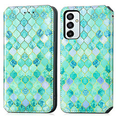 Leather Case Stands Fashionable Pattern Flip Cover Holder S02D for Samsung Galaxy M23 5G Green