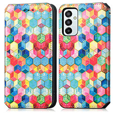 Leather Case Stands Fashionable Pattern Flip Cover Holder S02D for Samsung Galaxy M23 5G Mixed
