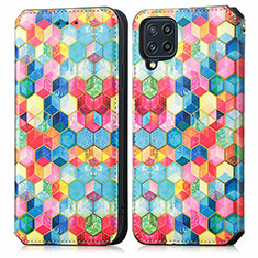 Leather Case Stands Fashionable Pattern Flip Cover Holder S02D for Samsung Galaxy M32 4G Mixed