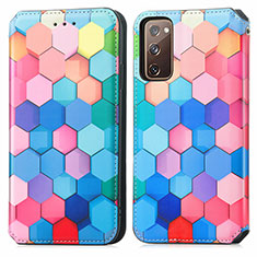 Leather Case Stands Fashionable Pattern Flip Cover Holder S02D for Samsung Galaxy S20 Lite 5G Colorful