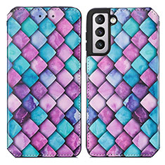 Leather Case Stands Fashionable Pattern Flip Cover Holder S02D for Samsung Galaxy S21 5G Purple