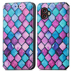 Leather Case Stands Fashionable Pattern Flip Cover Holder S02D for Samsung Galaxy XCover 6 Pro 5G Purple