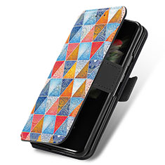 Leather Case Stands Fashionable Pattern Flip Cover Holder S02D for Samsung Galaxy Z Fold4 5G Brown