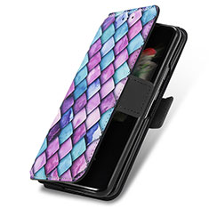 Leather Case Stands Fashionable Pattern Flip Cover Holder S02D for Samsung Galaxy Z Fold4 5G Purple