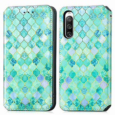 Leather Case Stands Fashionable Pattern Flip Cover Holder S02D for Sony Xperia 10 IV Green