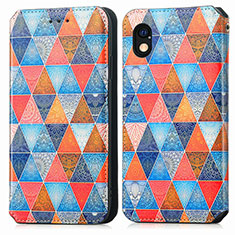 Leather Case Stands Fashionable Pattern Flip Cover Holder S02D for Sony Xperia Ace III Brown