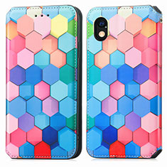 Leather Case Stands Fashionable Pattern Flip Cover Holder S02D for Sony Xperia Ace III Colorful