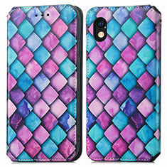 Leather Case Stands Fashionable Pattern Flip Cover Holder S02D for Sony Xperia Ace III Purple